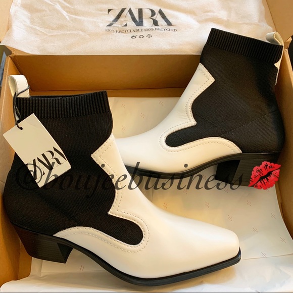 ZARA BNWT Contrasting Stretch Ankle Boots - Picture 7 of 8